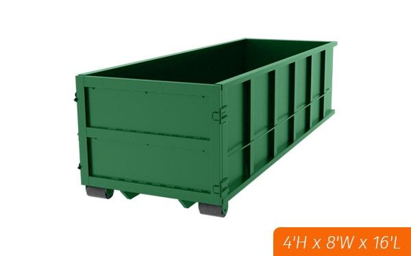 our dumpster rental services offer fifteen-yard dumpsters